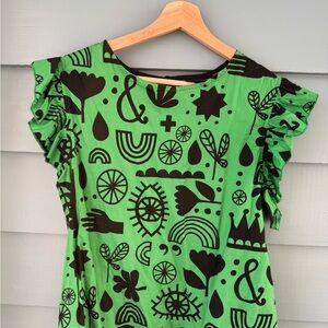 Nooworks Green and Black Patterned Top